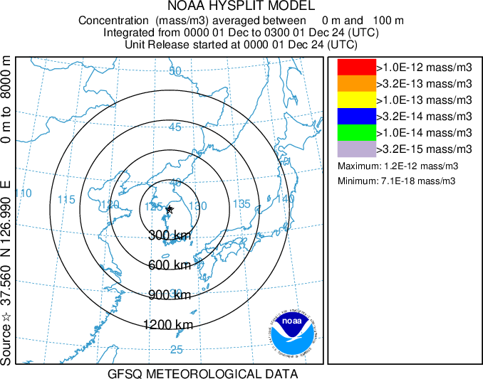 NOAA HYSPLIT Model map